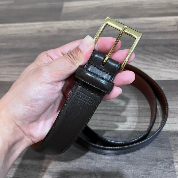 COACH Dark Brown Leather Belt with Gold Buckle size 95 / 38 - Picture 2 of 8
